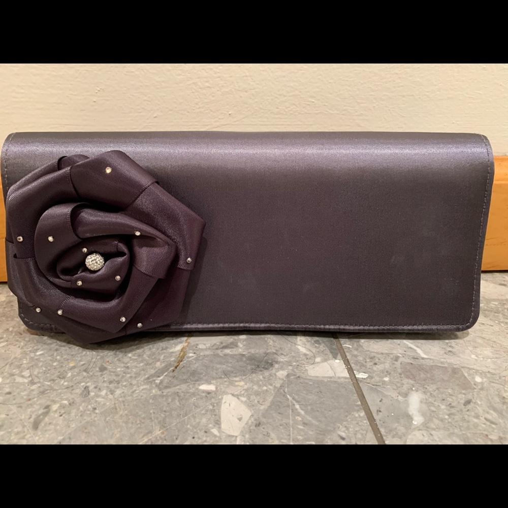Grey Satin Clutch bag